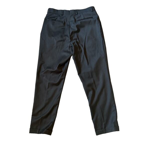 Stafford performance men’s 100% wool dress pants black blue pinstripe size 34x30 - Picture 2 of 8